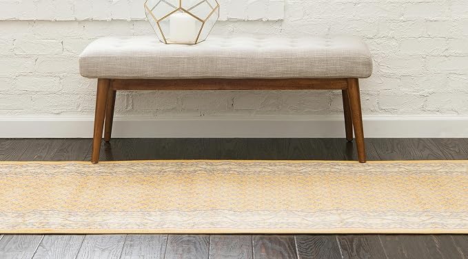 Unique Loom Williamsburg Collection Traditional Border with Dotted Center Area Rug, Runner 2' 9" x 9' 10", Yellow/Beige