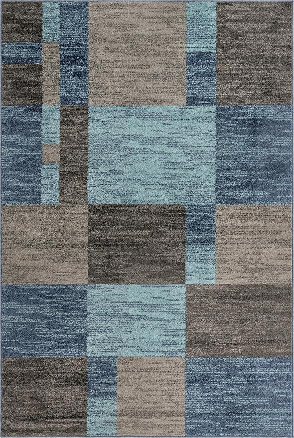 Unique Loom Autumn Collection Area Rug - Providence (6' 1" x 9' Rectangle, Blue Gray/ Light Brown)