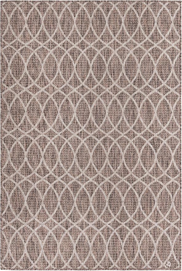 Unique Loom Outdoor Trellis Collection Area Rug - Gitter (4' 1" x 6' 1" Rectangle, Brown/ Ivory)