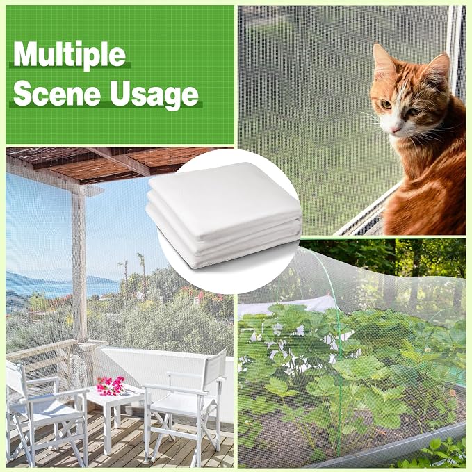 ANPHSIN Strong PP Nanocomposite Mosquito Net Garden Netting - 10 x 33ft Bird Insect Pest Mesh Barrier Screen for Patio, Balcony, Porch, Outdoor Raised Beds Protection (White)