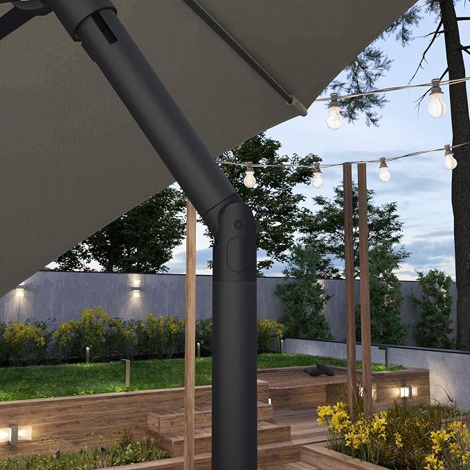 Sunline 7.5 ft Patio Umbrella with Crank & Push Button Tilt, Outdoor Market Umbrella with UV Protection & Wind Vent, Metal Frame for Deck, Pool & Table, Taupe