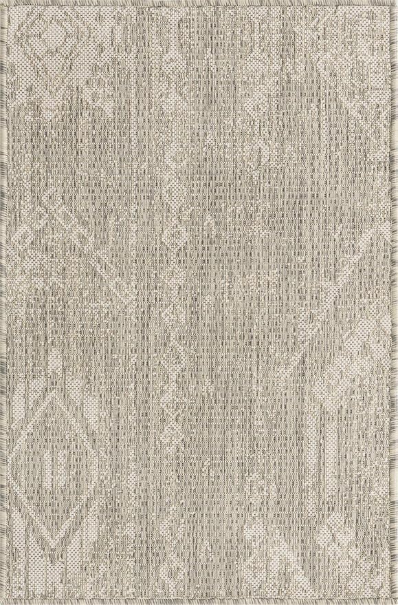 Unique Loom Outdoor Bohemian Collection Area Rug - Anthro (2' x 3' 1" Rectangle, Gray/ Ivory)