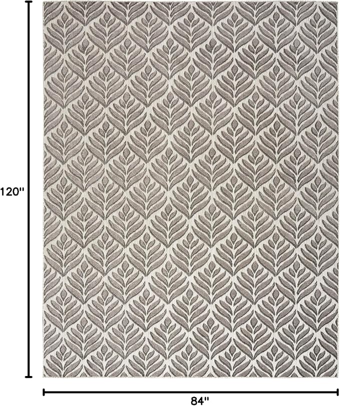 Nourison Home Aloha Charcoal 7' x 10' Area Rug - Easy Clean, Non Shedding, Bed Room, Living Room, Dining Room, Kitchen (7' x 10')