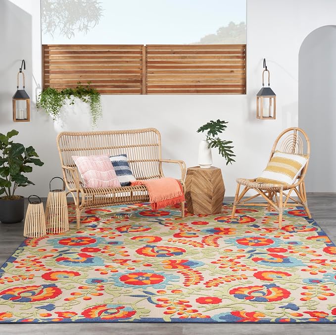 Nourison Home Aloha Multicolor 12' x 15' Area Rug - Easy Clean, Non Shedding, Bed Room, Living Room, Dining Room, Kitchen (12' x 15')