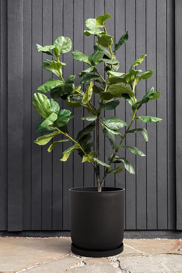 Veradek Mason Series Lima Planter - Round Planter for Indoor or Outdoor Porch/Garden | Made from Plastic-Stone Composite with Drainage Holes | Modern Décor for Succulents, Flowers, Small Plants