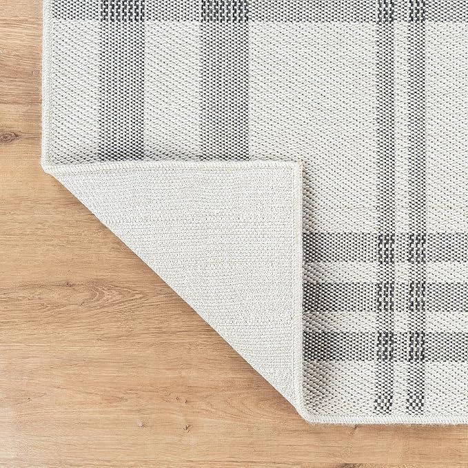 CAMILSON Easy Jute Rug 2x3, Indoor Outdoor Off-White Color Fiber Area Rugs for Entry, Living Room and Kitchen Rug, Checkred Boho Woven Design, Easy-Cleaning, Washable Outside Carpet (2 x 3)