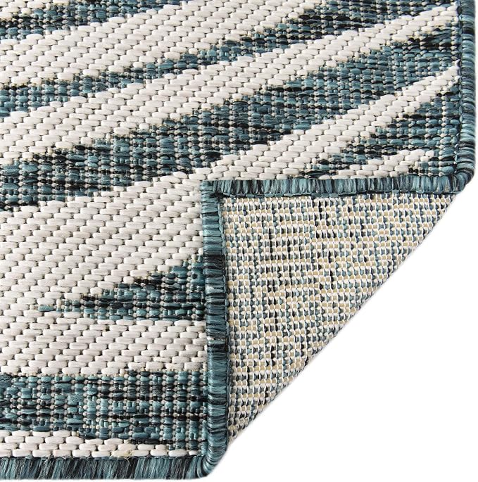 Unique Loom Outdoor Botanical Collection Area Rug - Palm (4' 1" x 6' 1" Rectangle, Teal/ Ivory)