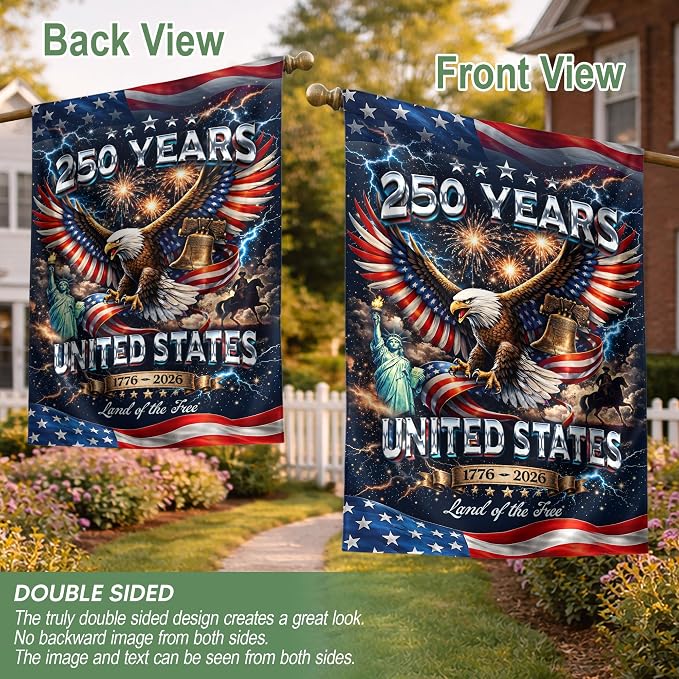 250th Anniversary Patriotic Design, 1776-2026 Commemorative, 250 Anniversary Usa Flag, Garden Flags For Outside, Front And Back Print 1 (30x40 Inch)