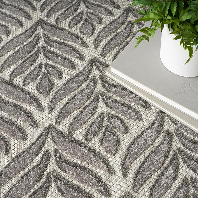Nourison Home Aloha Charcoal 7' x 10' Area Rug - Easy Clean, Non Shedding, Bed Room, Living Room, Dining Room, Kitchen (7' x 10')