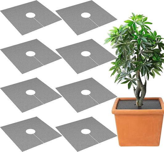 Adnee 8 Pcs 11.8 Inch Plant Pot Grids, Cuttable Plant Pot Soil Covers Protectors from Animals, Indoor Square Planter Pots Soil Guard for Outdoor Garden Plants Protection