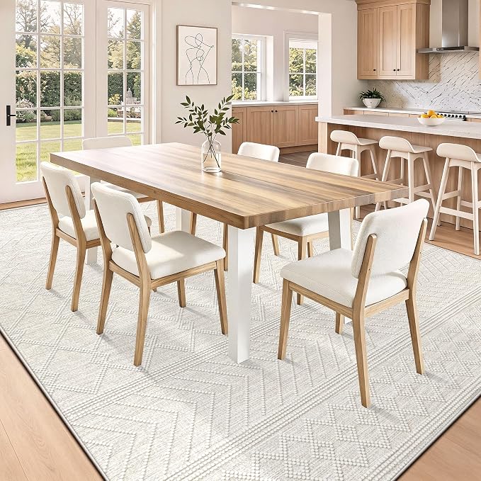 pmtsns Area Rugs 8x10 Washable Rug for Living Room(Taupe, 8'x10') | Modern Geometric Moroccan Large Rugs Non-Slip Soft Stain Resistant Rug Indoor Printed Carpet for Bedroom Dining Room Nursery