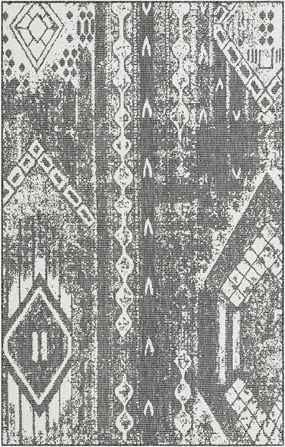 Unique Loom Outdoor Bohemian Collection Area Rug - Anthro (5' 3" x 8' Rectangle, Charcoal Gray/ Ivory)