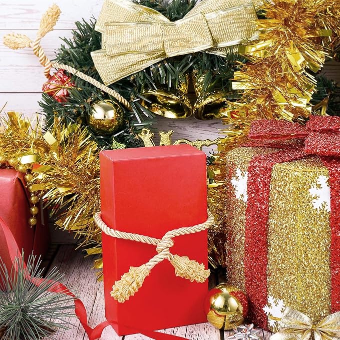 Zhengmy 100 Pcs 25 Inch Extra Long Christmas Garland Ties Christmas Decorative Twist Ties for Banister Reusable Flexible Twist for Holiday Xmas Home Decorations Craft Wrapping (Gold)