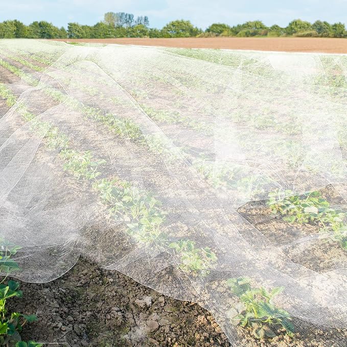 Hoolerry 20 x 25 ft Mosquito Netting Garden Netting for Raised Beds Ultra Fine Insect Net Large White Bird Mesh Barrier Greenhouse Row Cover Bug, Protect Vegetable Fruits Flowers Tree