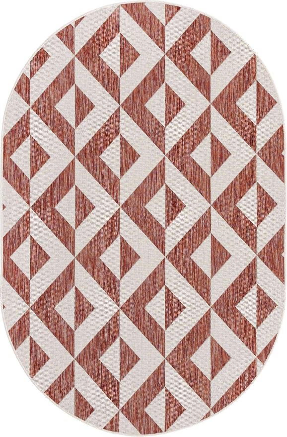 Unique Loom Jill Zarin Outdoor Collection Area Rug - Napa (5' 3'' x 8' Oval, Rust Red/ Ivory)