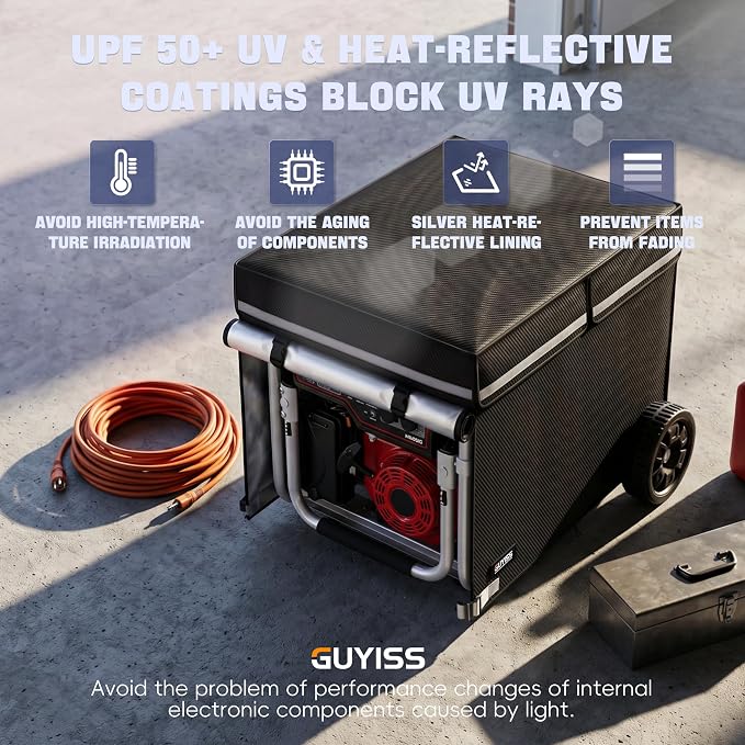 30×30×27 Inch Generator Covers for Outside. 900D+210D Double-layer Fabric, Designed to Handle Extreme Weather with Ease. Fits Most 5000-13000W Generators. Black