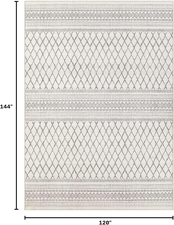 cotiled Boho 10x12 Area Rug for Living Room: Large Moroccan Washable Rug | Solve Modern Neutral Trendy Home Decor - Stain Resistan Carpet for Bedroom Farmhouse Beige Gray
