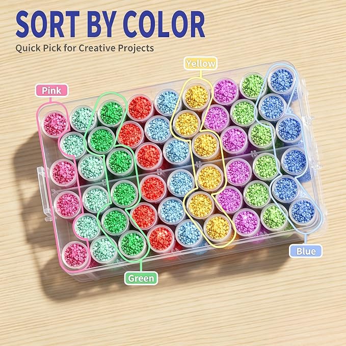 3-Tier Diamond Painting Storage Box,156 Slot Diamond Art Storage，Suitable for Pills, Seed, DIY Diamond Art Storage Containers