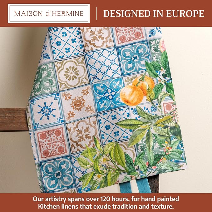 Maison d' Hermine Aprons for women with Pocket 100% Cotton (27.50"x31.50") | Adjustable Neck Strap & long ties Apron Men Chef Wedding Cooking Gardening Server Maid