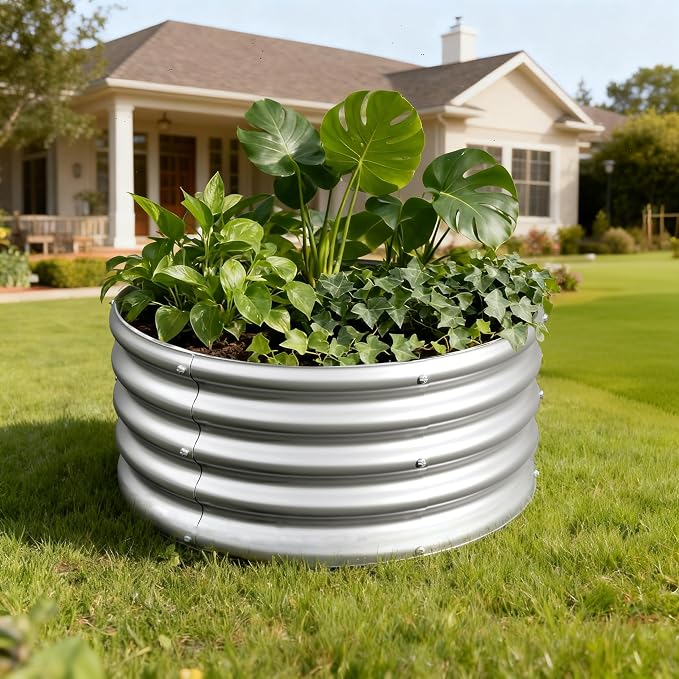 2Pack 2x2x1ft Galvanized Raised Garden Bed, Planter Raised Garden Beds Outdoor, Round Clearance Raised Garden Beds for Gardening Vegetables……