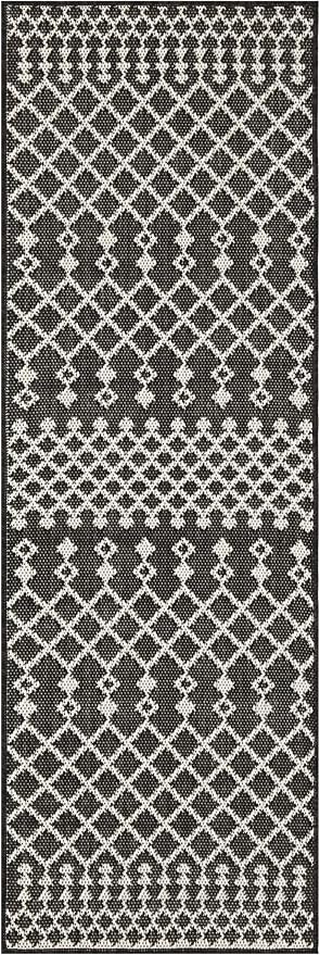 Nourison Home Positano Black 2' x 6' Area Rug - Easy Clean, Non Shedding, Bed Room, Living Room, Dining Room, Kitchen (6' Runner)