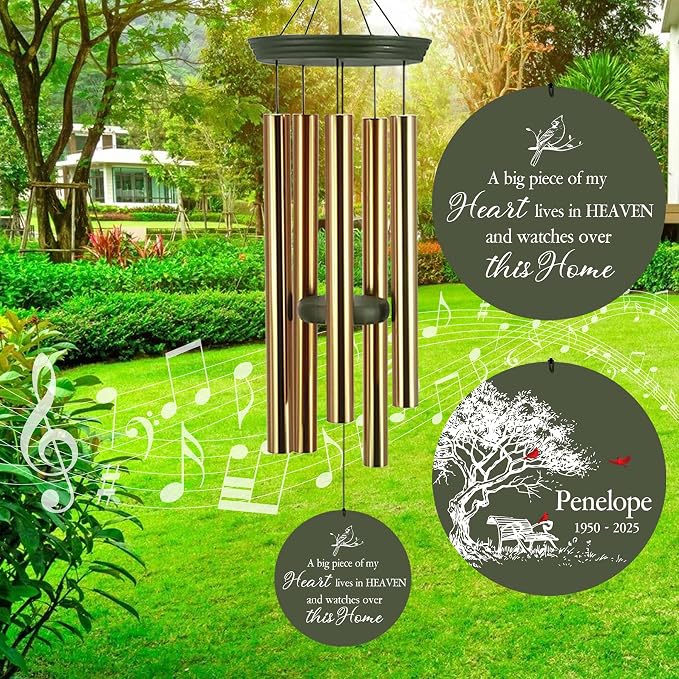 ASTARIN Personalized Wind Chimes Memorial, 30/36 in Cardinal Memorial Wind Chimes, Life Tree Custom Sympathy Gifts in Loving Memory of Mom/Dad, Wind Chime for Loss of Loved Ones(Produced in Texas)