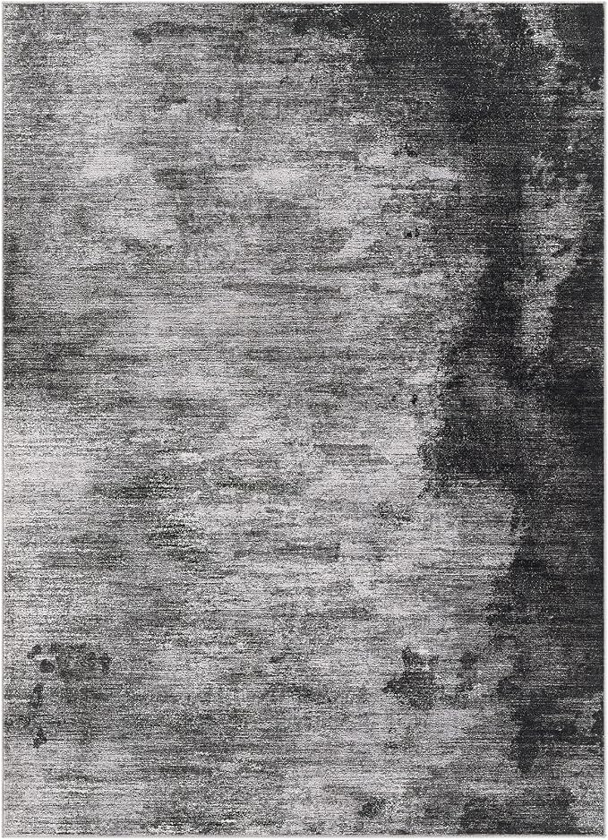DMOYEST 6x9 Area Rug for Living Room Washable Abstract Indoor Carpet | Neutral Modern Low Pile Rugs Kid & Pet Friendly Soft Thin Carpet for Bedroom Dining Room and Office - Dark Grey