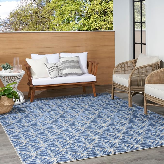 Nourison Home Aloha Blue 7' x 10' Area Rug - Easy Clean, Non Shedding, Bed Room, Living Room, Dining Room, Kitchen (7' x 10')
