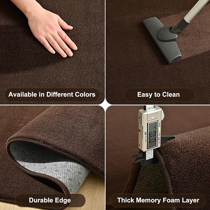 Amearea Modern Soft Hallway Runner Rug, 2x6 Feet Brown Washable Runner Rugs | Fluffy Bedroom Bedside Rugs, Indoor Non Slip Memory Foam Rug Carpet for Hallway Entrance Kitchen Living Room Decor