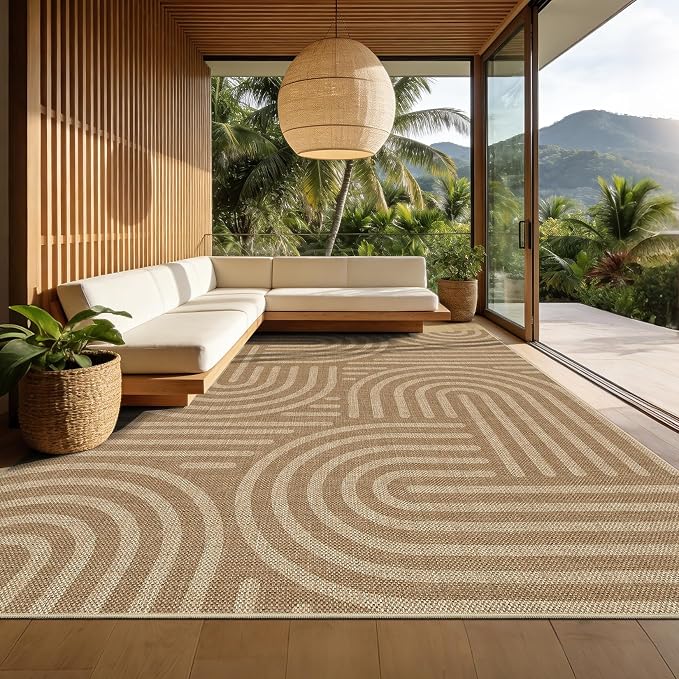 Garvee Large Area Rug 10x13 Rugs Modern Abstract Washable Rug | Natural Rainbow Area Rug Stain Resistant Easy Cleaning Throw Rugs Low Pile Floor Cover for Nursery Dining Room Apartment