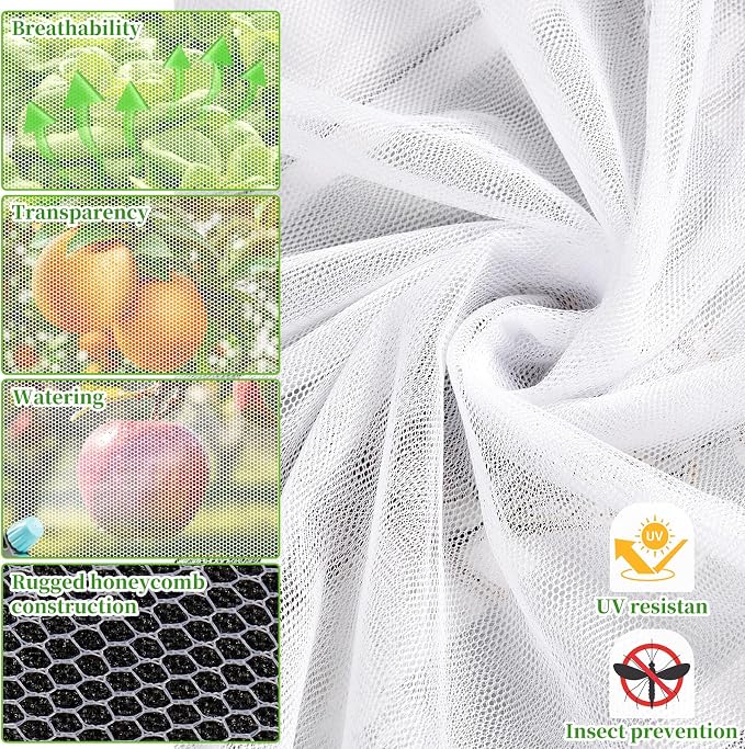 39 x 10 Ft Mosquito Netting for Garden Patio, Breathable Mesh Net for Bird and Insect Protection, Plant Cover for Vegetables, Fruits and Flowers, White 3x12 m