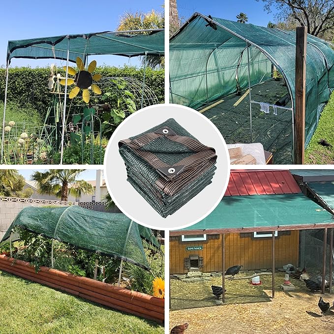 50% 20 X 20 FT Green Shade Cloth, Outdoor Woven Sun Shade with Grommets, Durable Breathable Netting Shading Antifreezing for Patio, Garden, DIY Home, Plants Cover, Greenhouse, Dog Kennel
