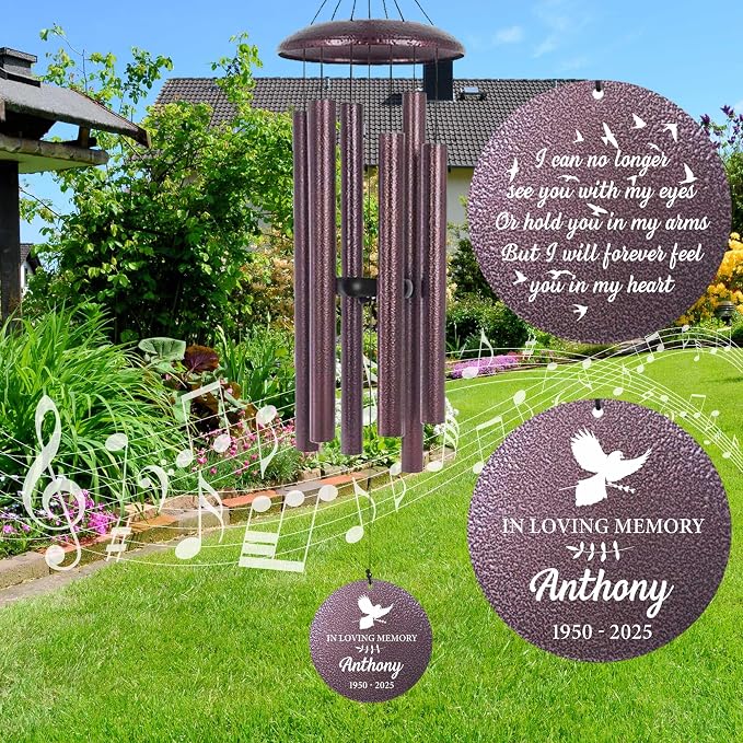 ASTARIN Large Engraving Wind Chime Memorial, Personalized Windchimes in Memory of a Loved One, Loss of Mother Lover Sympathy Gifts, Remembrance Gift for Loss Wife Husband(Produced in Texas)