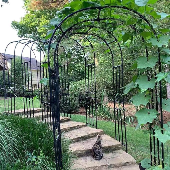 BUKLIYN Garden Arch Trellis - Length: 126in, Height: 94.5in Garden Arch Arbor Trellis for Climbing Plants Outdoor - Garden Arch for Lawn, Party, Ceremony Wedding Decoration