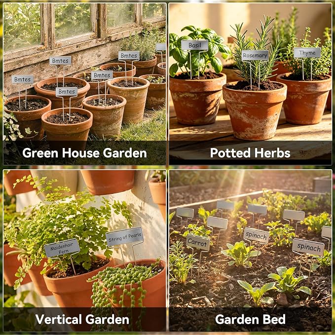 Greaner 30PCS Zinc Plant Tags Kit, 4 Inch Metal Rectangle Garden Markers, Reusable Plant Identification Stakes for Greenhouse Flower Vegetable Herbs(4 Inch High)