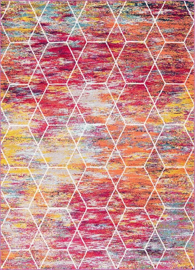 Unique Loom Trellis Frieze Collection Area Rug - Geometric (8' x 11', Multi/ Ivory)