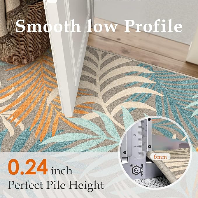 5x7 Indoor Outdoor Area Rug Washable Patio Rug Brown Non Slip Non Shedding Waterproof Carpet for Living Room Bedroom Backyard Porch Camping RV Balcony Poolside
