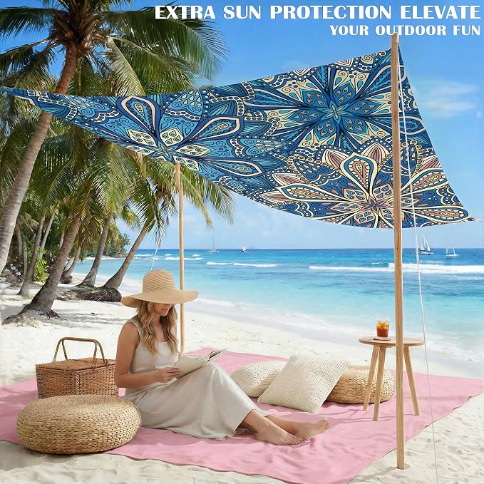 Famstar Beach Blanket Oversized Extra Large 78"X81"/10'X9',Waterproof Sandproof Beach Blanket 2-8 Adults Lightweight Durable for Travel Camping Hiking Picnic