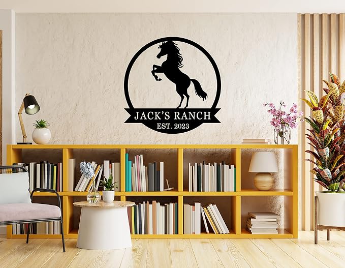 Personalized Metal Horse Sign, Custom Family Name Metal Horse Sign for Yard & Garden Decor, Farmhouse Decor, Outdoor Decor