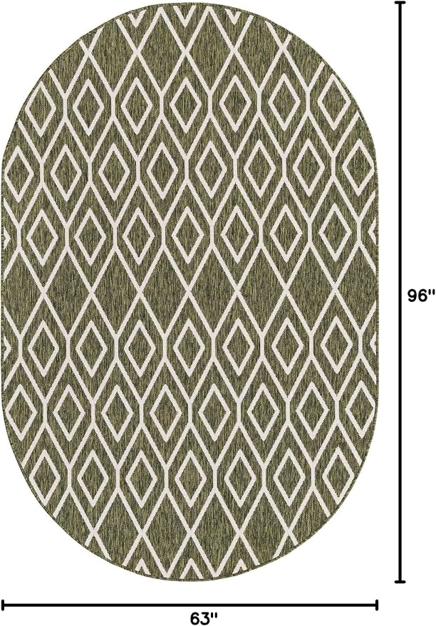 Jill Zarin Outdoor Collection Area Rug - Turks and Caicos (5' 3" x 8' Oval Green/Ivory)