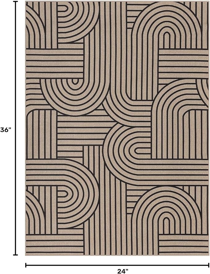 GarveeHome Easy Jute Rainbow Rug 2x3 Entryway Rug Indoor Outdoor Front Door Mat Neutral Non Slip Non Shedding Washable Farmhouse Kitchen Mat