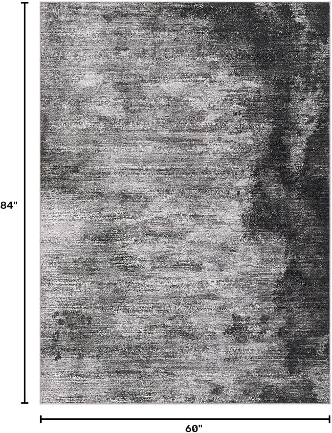 DMOYEST 5x7 Area Rug for Living Room Washable Abstract Indoor Carpet | Neutral Modern Low Pile Rugs Kid & Pet Friendly Soft Thin Carpet for Bedroom Dining Room and Office - Dark Grey