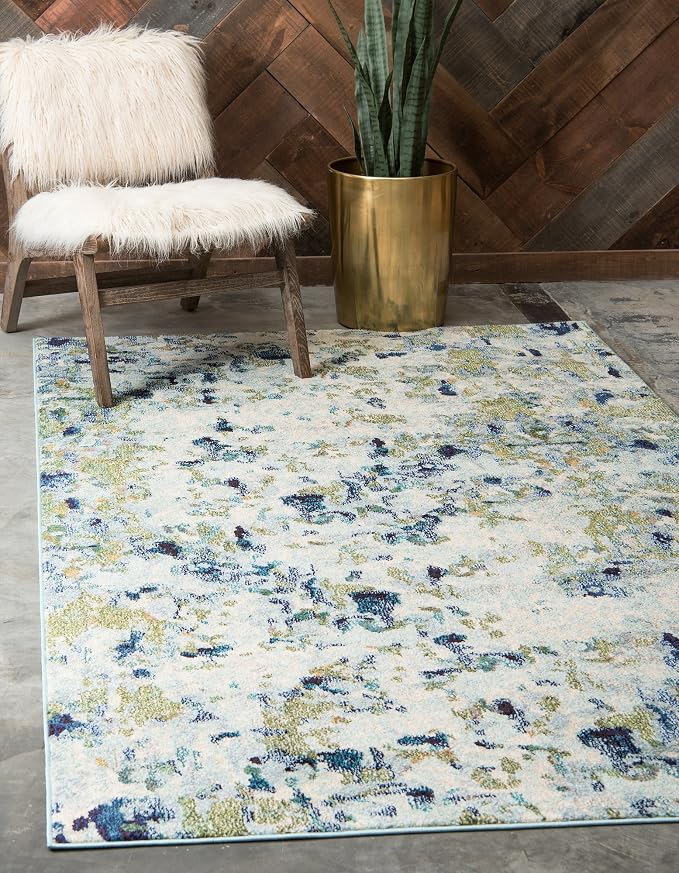 Unique Loom Chromatic Collection Area Rug - Champagne (5' 1" x 8' Rectangle, Light Blue/ Blue)