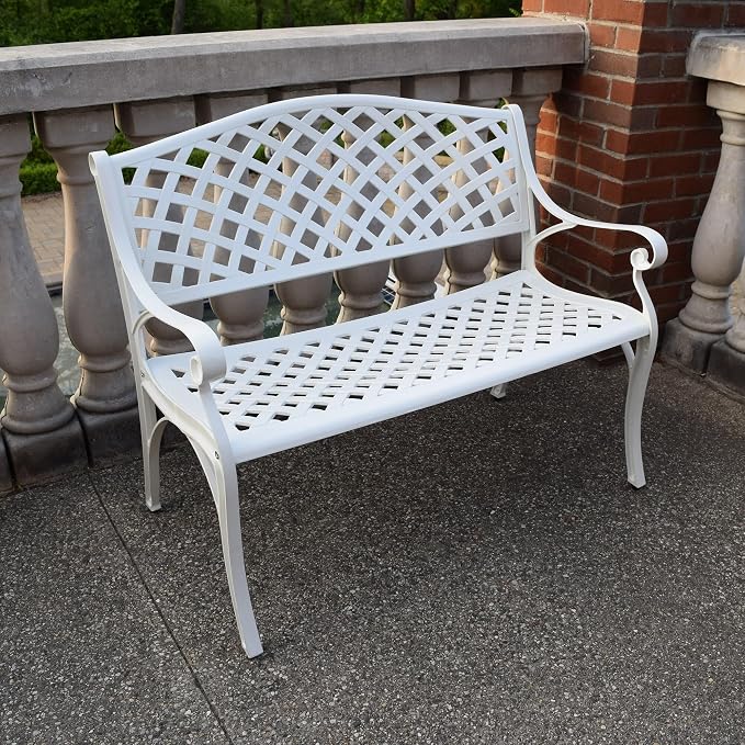 Oakland Living Outdoor Aluminum Modern Patio Bench Loveseat