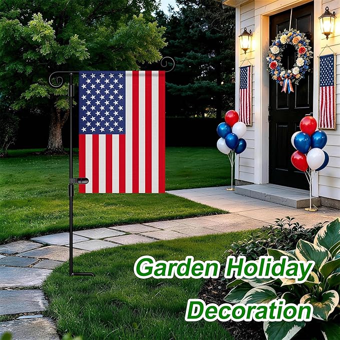 HOOSUN Garden Flag Stand,Sturdy Garden Flag Holder Pole for Outside House,Yard Flags Holder with one Tiger Clip,Yard Banner Pole for Holiday Flags Decorations Outdoor Lawn (2 Pack）