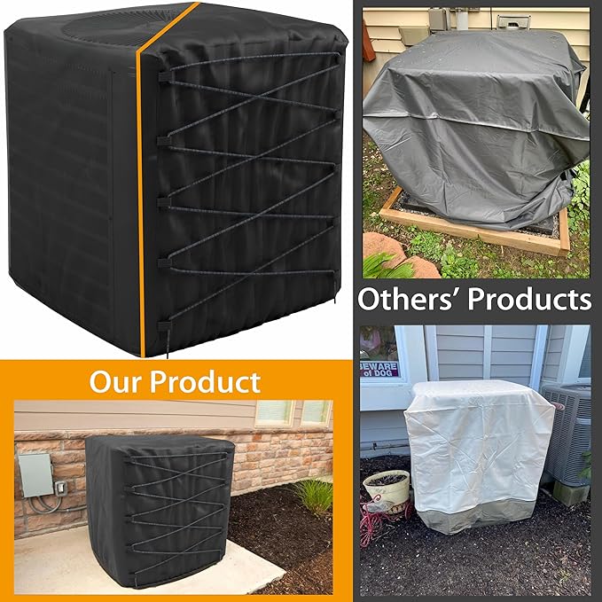 Air Conditioner Cover For Outside Units - Central AC Unit Covers Outdoor - Winter Condenser Cover - Dual Shoelace Drawstring For Snug Fit