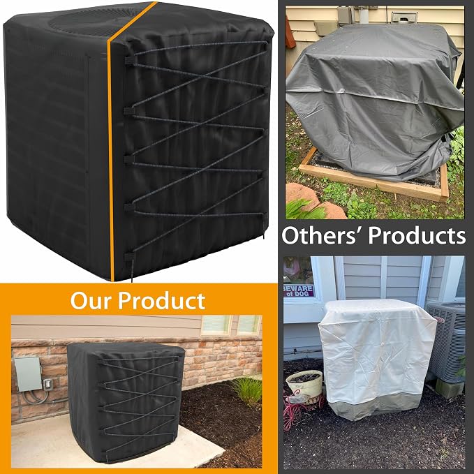 Air Conditioner Cover for Outside Units - Central AC Condenser Cover - Dual Shoelace Drawstring for Snug Fit