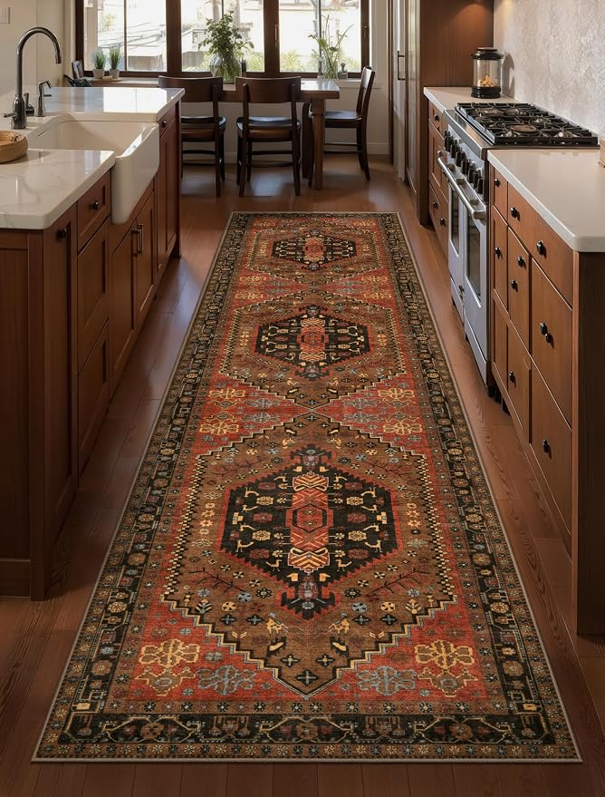 Ciicool Long Washable Runners Area Rug for Hallways,Ultra Soft 2x8ft Carpet | Oriental Non-Slip Thin Indoor Mat Vintage Entry Rugs for Kitchen Entryway Bedroom Bedside Living Room Laundry Bathroom Decor