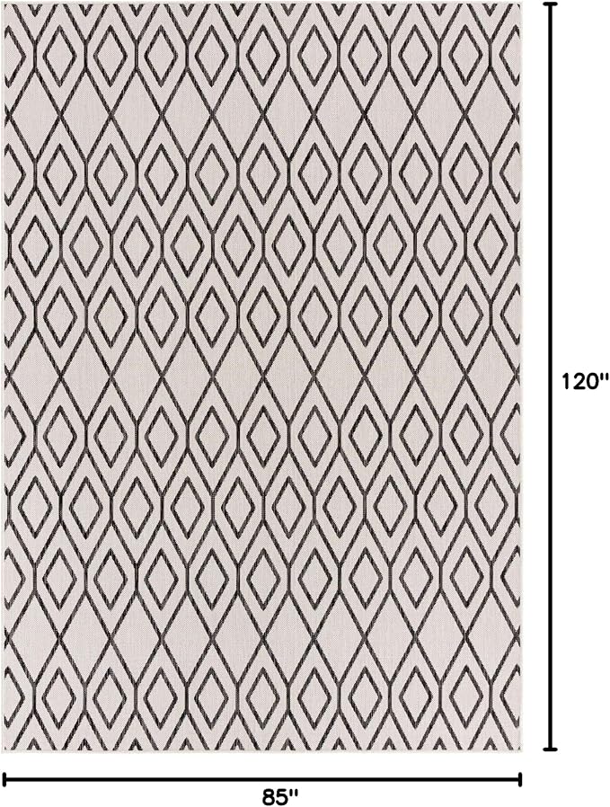 Jill Zarin Outdoor Collection Area Rug - Turks and Caicos (7' x 10' Rectangle Ivory/Black)