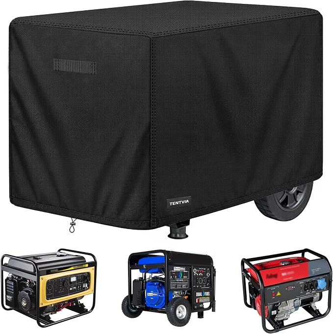 Waterproof Generator Cover 28x26x24 Inches, 600D Heavy-Duty Oxford Fabric, Dustproof and Waterproof Protection for Generators, for Most of 7500-9500W Generators. Black
